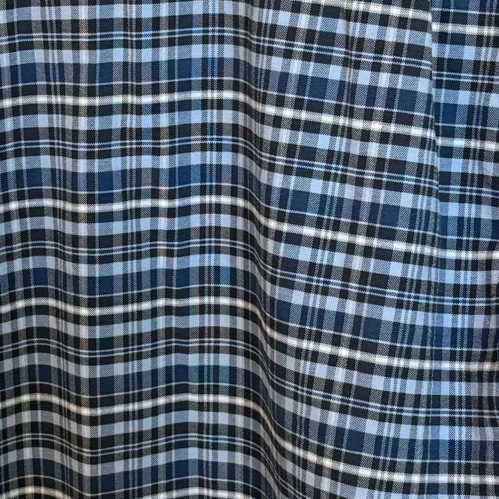 J.Crew Plaid Button-Up Shirt Blue White 100% Cotton Size L
